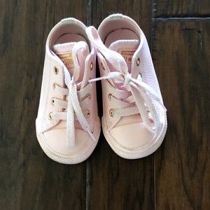 baby pink leather converse